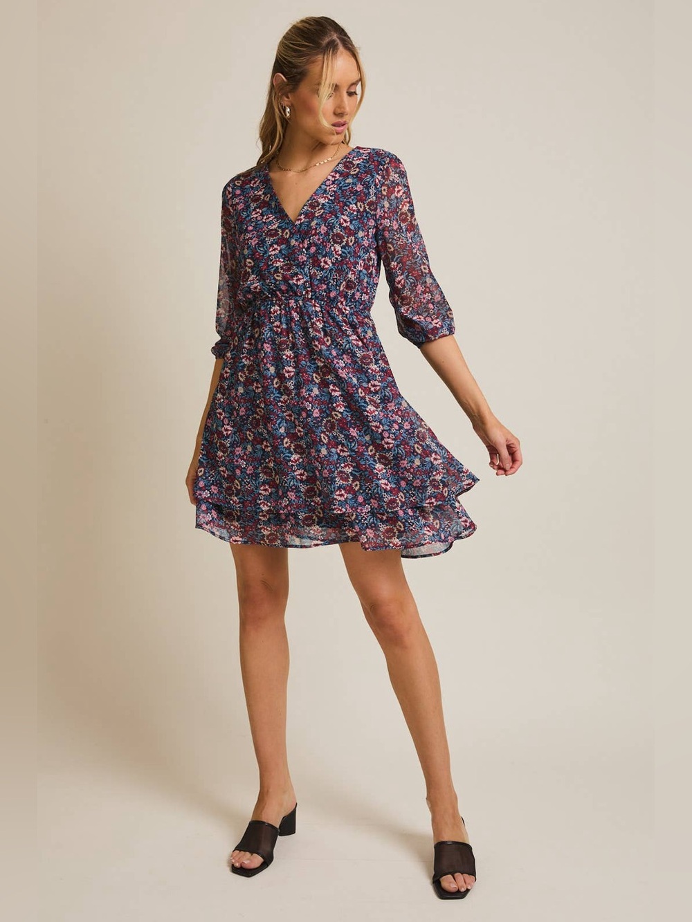 Gilli Floral Faux Wrap Mini Dress
